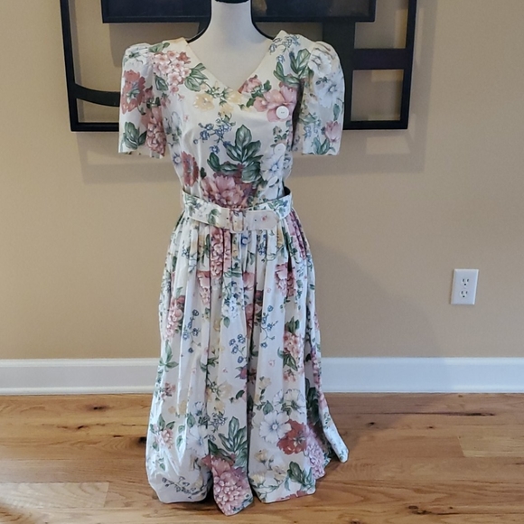 Sl Fashions Vintage Dress Floral 7s 80s 